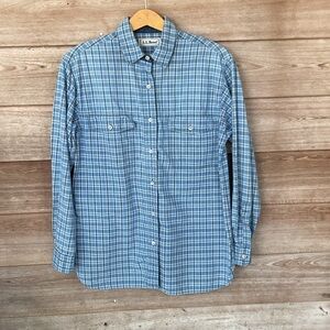 Vintage L.L. Bean Women's Blue Plaid Button Down Shirt